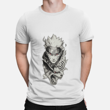 Naruto Uzumaki Nine Tails Kurama Mode anime t-shirt for men white color