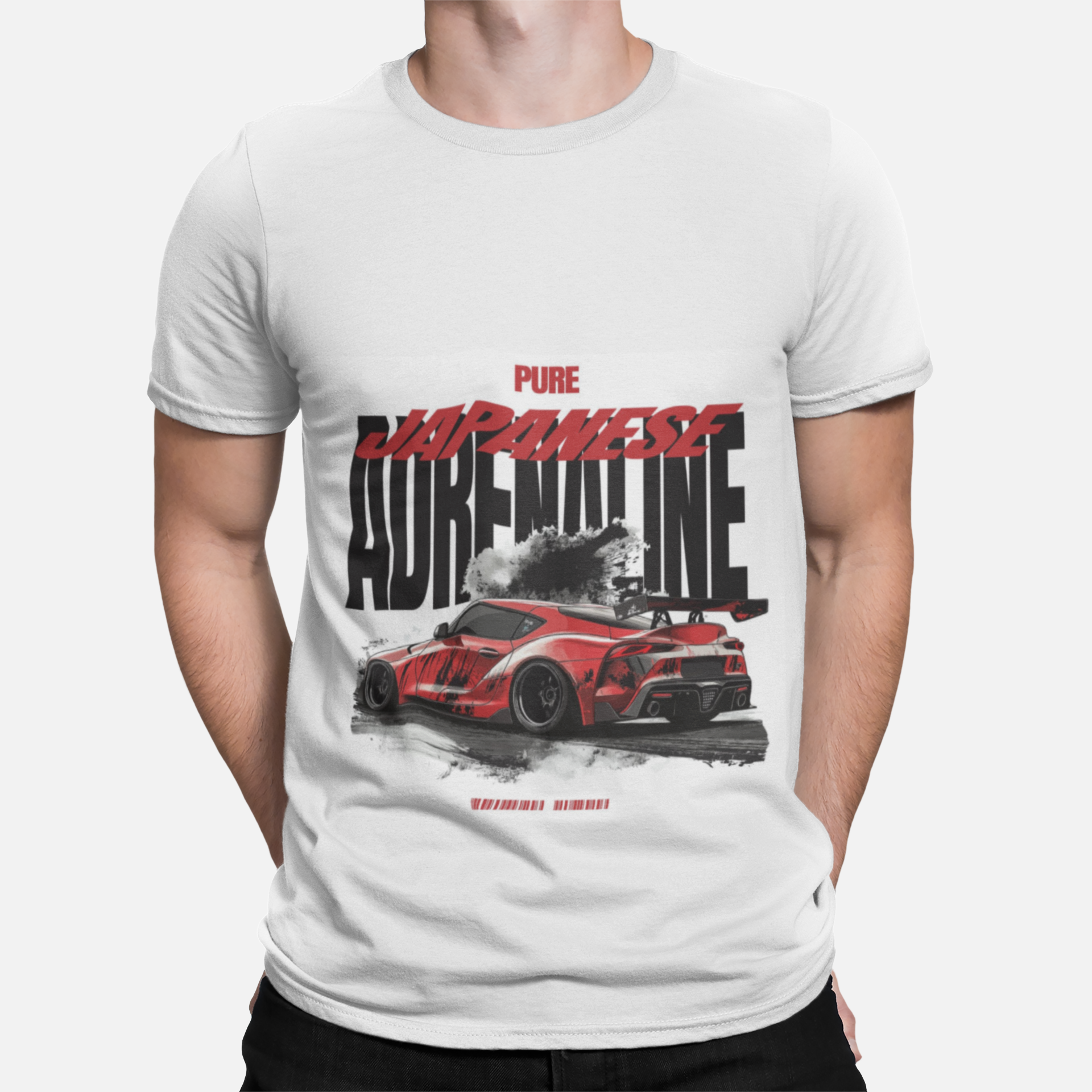 mockup-of-a-man-wearing-a-customizable-t-shirt-against-a-plain-color-backdrop-1422-el1 JDM racing graphic t-shirt for men – Pure Japanese Adrenaline design by VEROSPARX