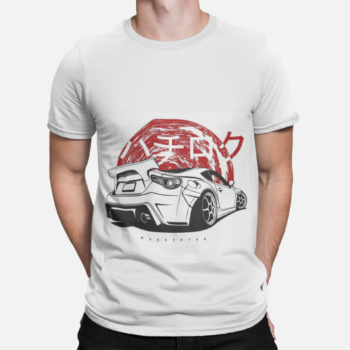 Minimal JDM street car graphic t-shirt with rising sun – VEROSPARX Redline