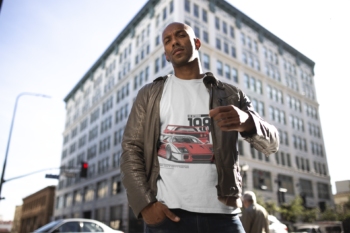 Classic supercar graphic t-shirt for men – V8 Biturbo 1987 design by VEROSPARX