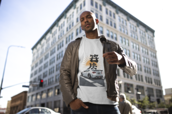 JDM minimal car graphic t-shirt for men – Rising Sun Drift design by VEROSPARX